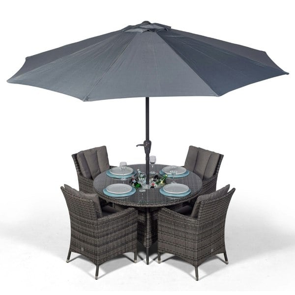 Giardino Savannah Round 4 Seater Patio Dining Set with Ice Bucket Drinks Cooler
