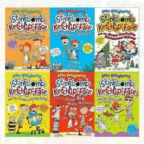 Stinkbomb And Ketchup Face 6 Books Collection Box Set By John Dougherty Badness Of Badgers Quest F..