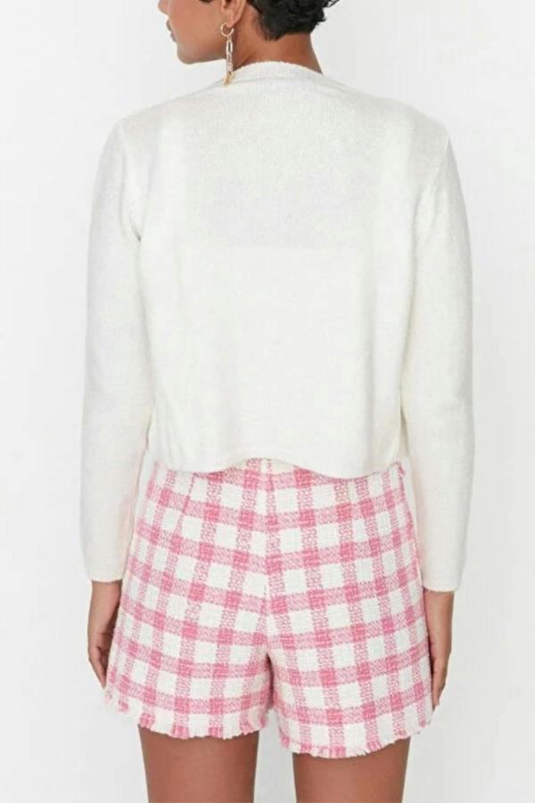 WOVCOR 2-Piece Crop Soft-Textured Knit Blouse-Cardigan Set