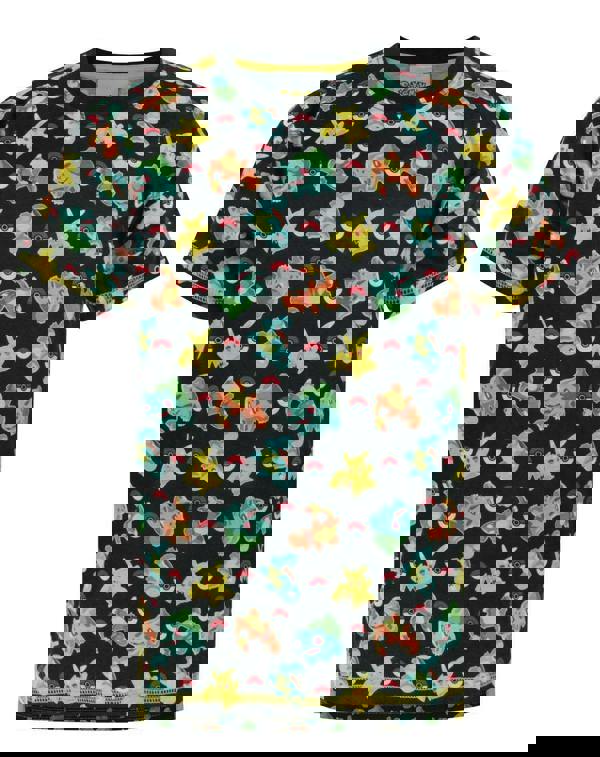 Pokemon Boys Black Starters Sublimation Short Sleeved T-Shirt