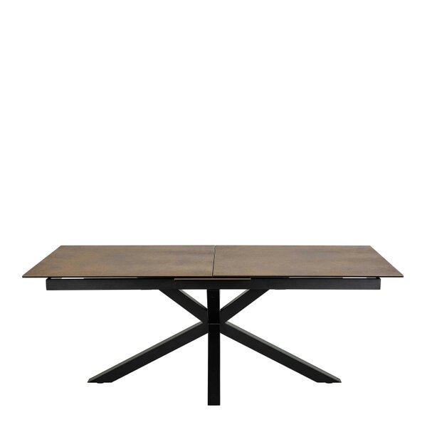 Wyld Haus Perth 200cm Rusty Brown Ceramic Extendable Dining Table Industrial Black Metal Legs