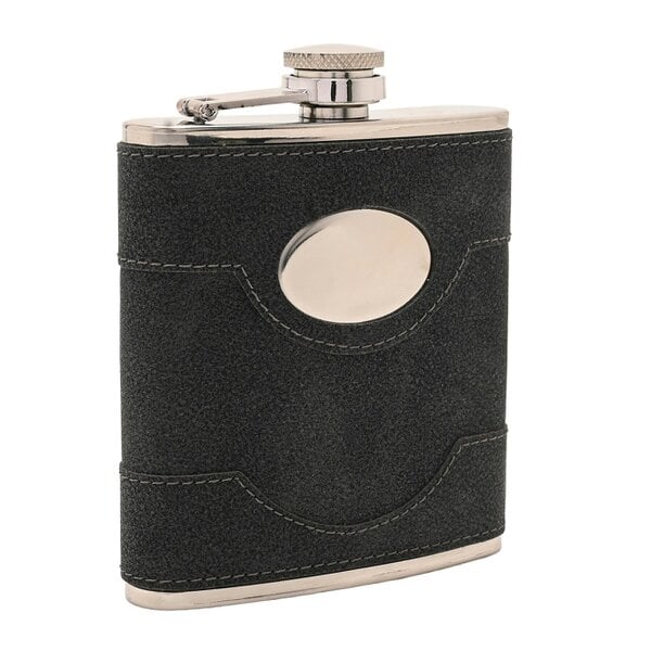 Harvey Makin Black PU Wrapped Stainless Steel Flask Set with Funnel