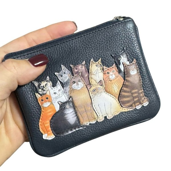Mala Leather The Meowfia Cats Leather RFID Coin & Card Purse