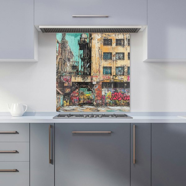 Warren Reed Urban Decay Building Art Glass Kitchen Splashback - 00025