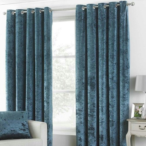 Riva Home Verona Velvet Style Eyelet Curtains - Teal