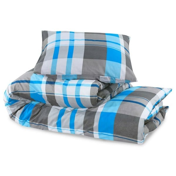 Berkfield Duvet Cover Set Blue and Grey 240x220 cm Cotton