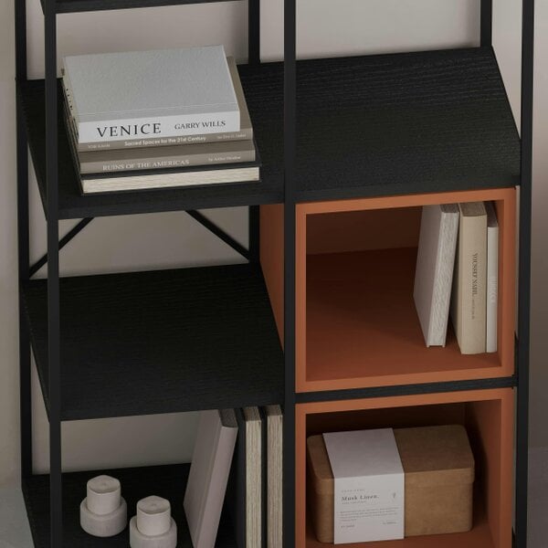Decortie Modern Vale Midi Bookcase Display Unit 5-Tier Metal Frame 3 Adjustable Shelf 18mm Engineered Wood (Black Wood