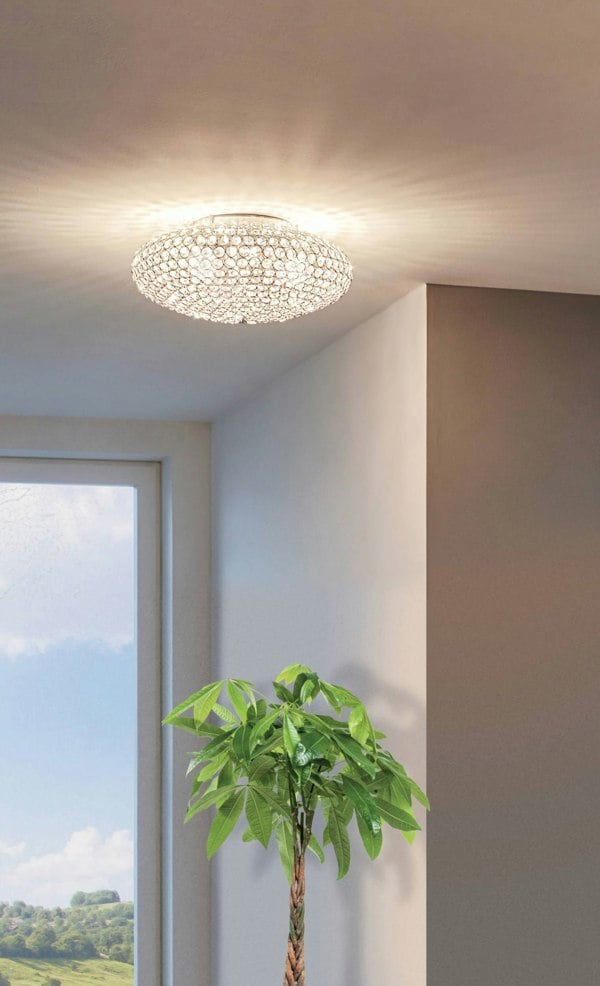 EGLO Clemente 2-Light Crystal And Chrome Ceiling Light