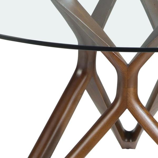 Angel Cerdá Round tempered glass and walnut dining table 1108
