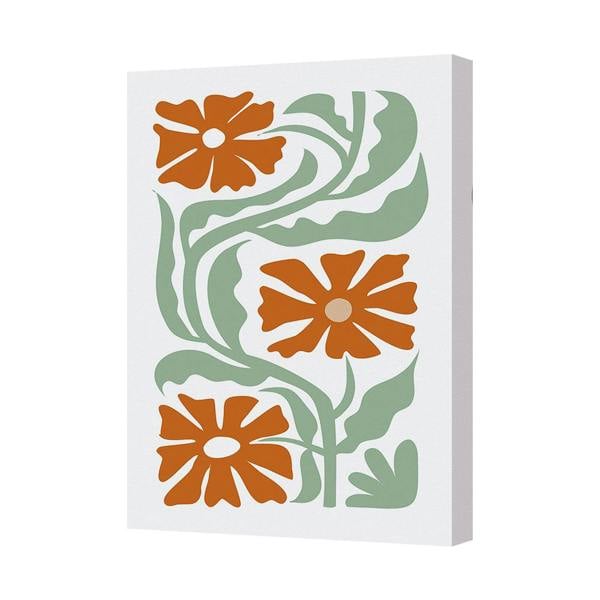 Benjamin Tate Design Contemporary Floral Canvas Art Print With Orange Flowers And Green Vines