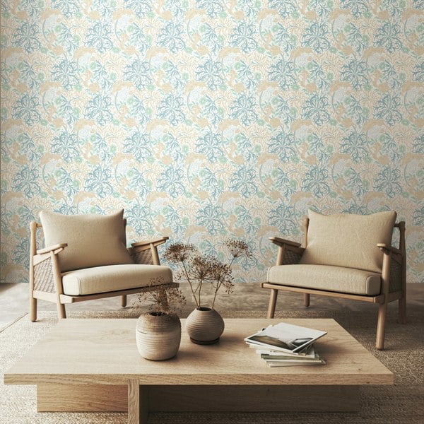 Hoopla Walls Seaweed Garden - Soft Blue 10m Wallpaper