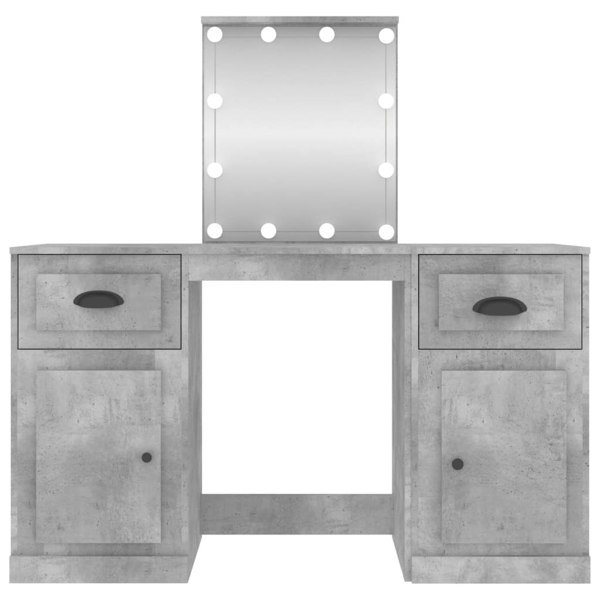 Berkfield Dressing Table with LED Concrete Grey 130x50x132.5 cm