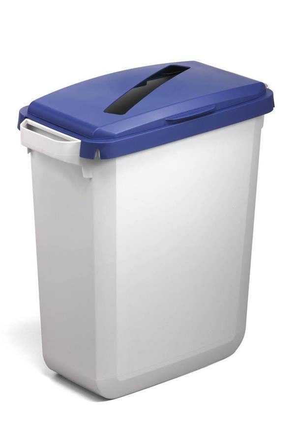 Durable 60L Hinged Bin Lid Blue | Slot Cut-Out for Easy Recycling | DURABIN