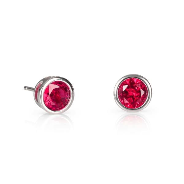 namana 925 Sterling Silver Red Solitaire Bezel Set Stud Earrings for Women