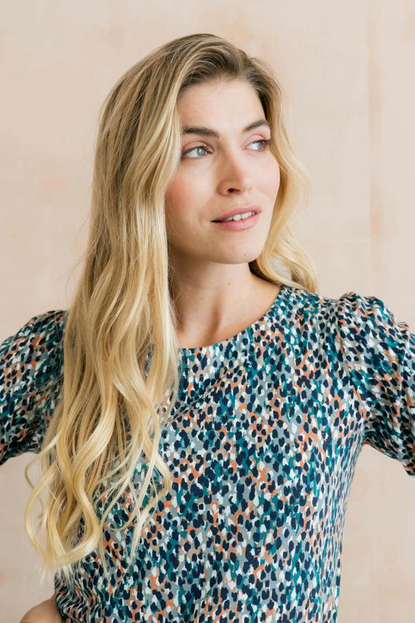 Lily & Me Meadow Printed Organic Cotton Jersey Top Ocean