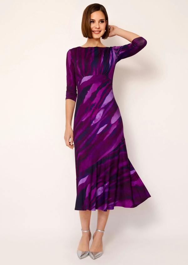Alie Street London Maxine Asymmetric Dress (Vivid Plum)