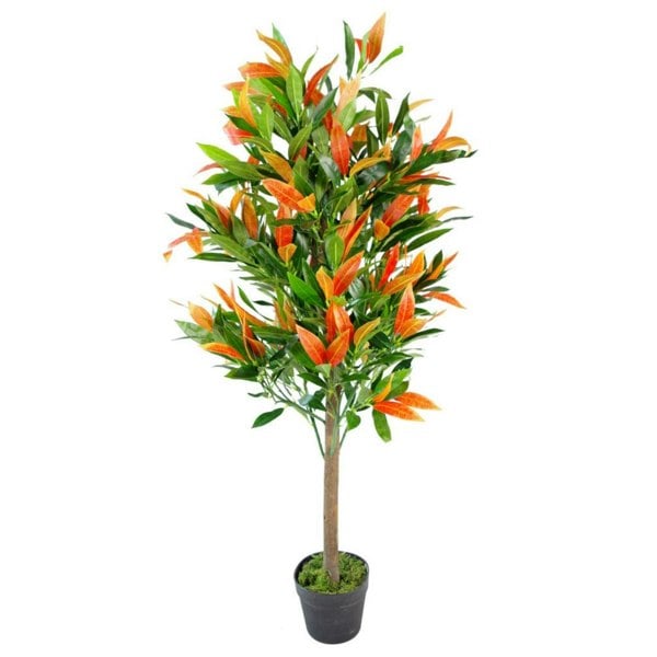 Leaf 130cm Leaf Realistic Red Robin Artificial Ficus Tree Photinia Red Green