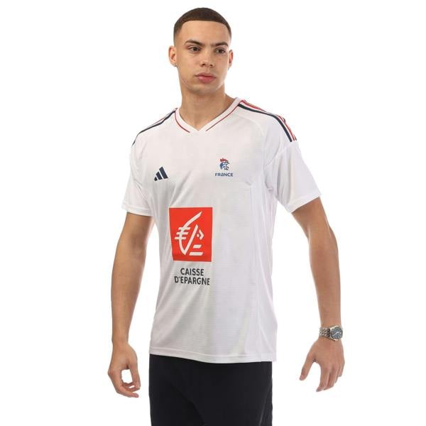 Adidas Mens France V Neck Regular Football Jersey - White - 