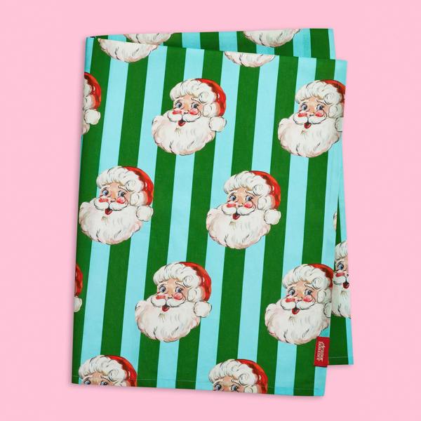 Eleanor Bowmer Santa Cotton Table Cloth Green