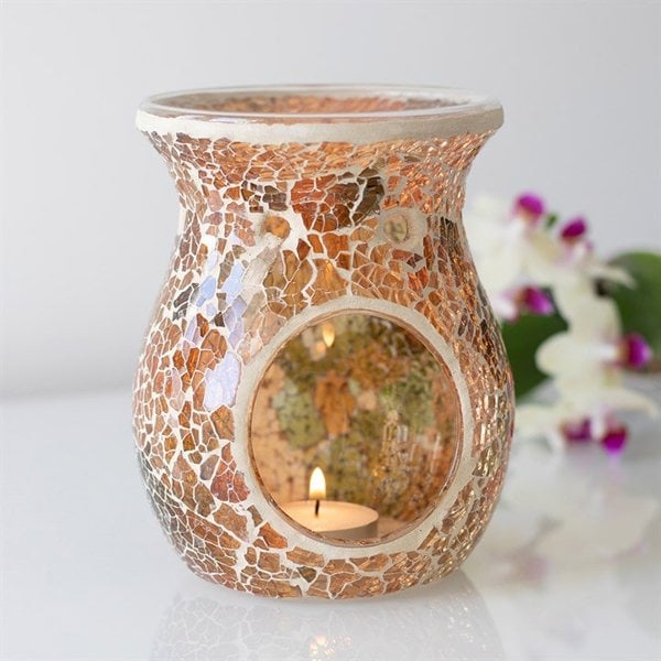 Serano Large Brown Crackle Oil Burner and Wax Warmer