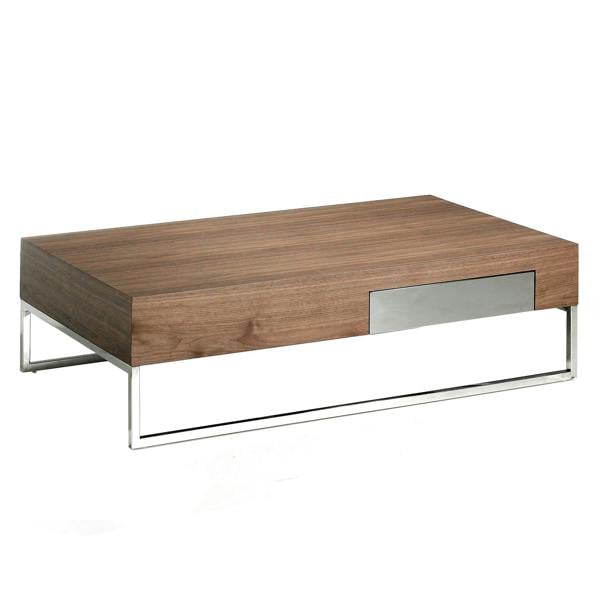 Angel Cerdá Rectangular coffee table walnut and chrome-plated steel 2057