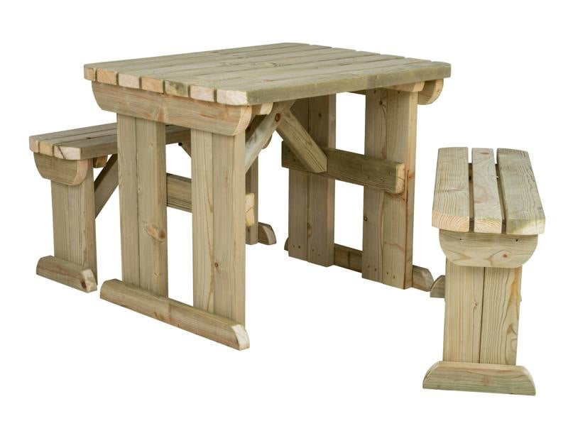 Aspen Rounded Picnic Table and Benches Set - Wooden Outdoor Dining Set for Gardens and Patios