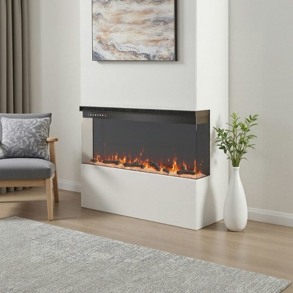  F3-Sided Panoramic Smart Electricireplace with Customizable Flame & Heating Control Living and Home 40 inch