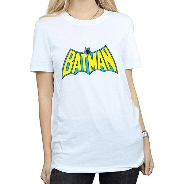 Batman Womens/Ladies Retro Logo Cotton Boyfriend T-Shirt - White