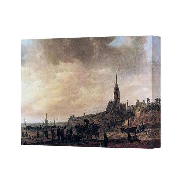 Benjamin Tate Design Seaside Village Dusk Canvas Wall Art Print Church On Cliff