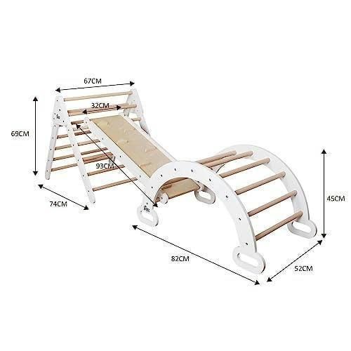 HYGRAD® 3 in 1 Climbing Frame Kids Montessori Outdoor Climbing Frame Activity Kids Indoor Gym Apparatus Playground Ramp Slider Arch Pikler set