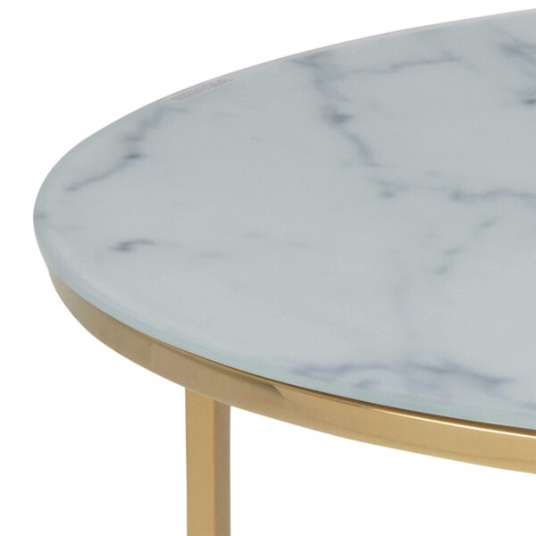 Wyld Haus Vodskov White Marble Round Coffee Table Gold Legs