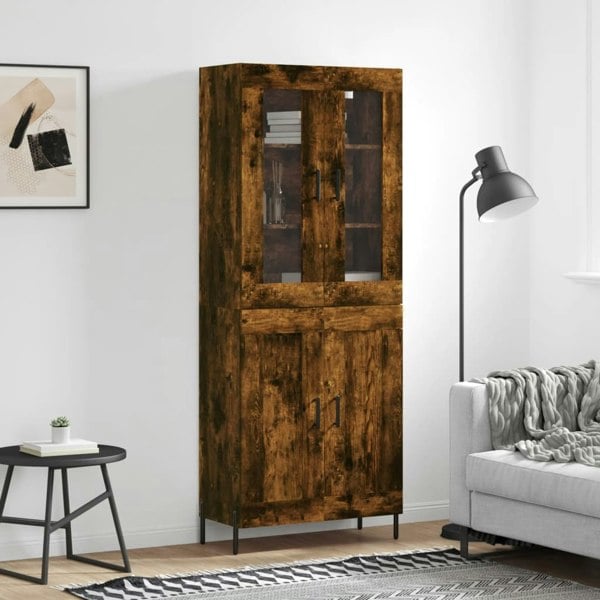 Berkfield Highboard Smoked Oak 69.5x34x180 cm Engineered Wood