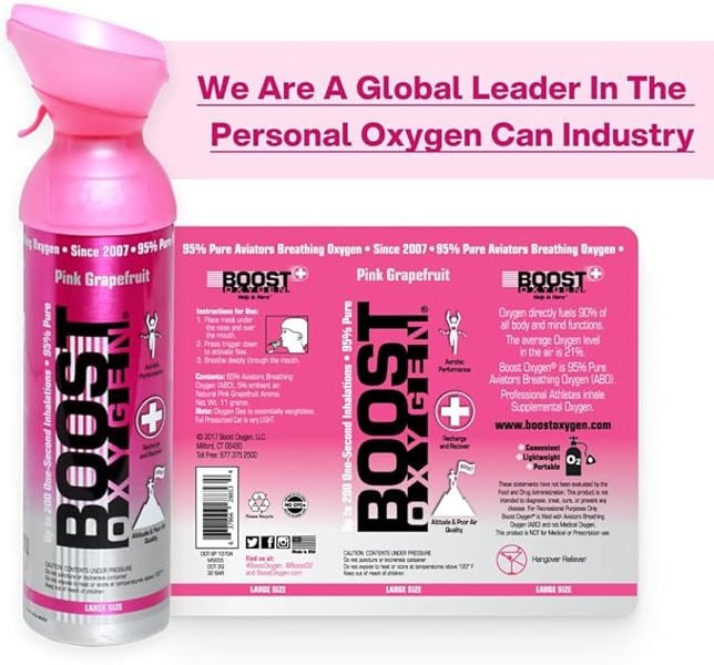 Boost Oxygen® Supplemental Oxygen - Pink Grapefruit 9 Litre