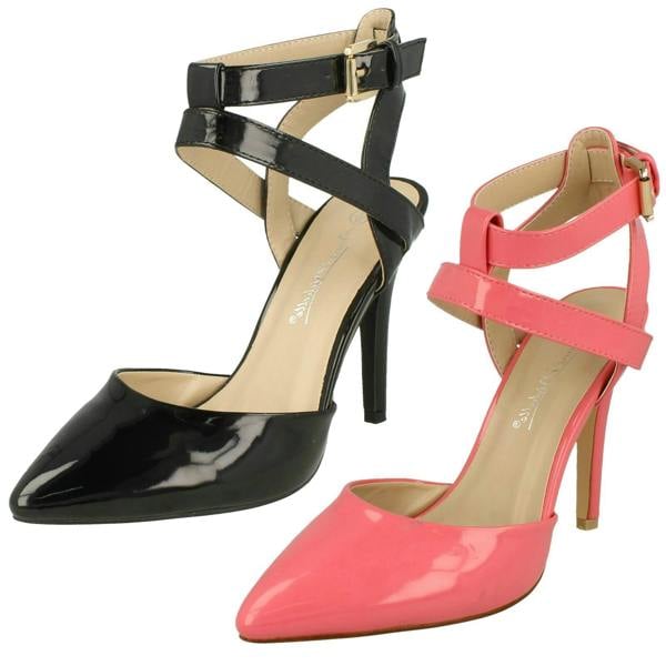 Anne Michelle Ladies Anne Michelle High Heel Ankle Strap Court Shoe