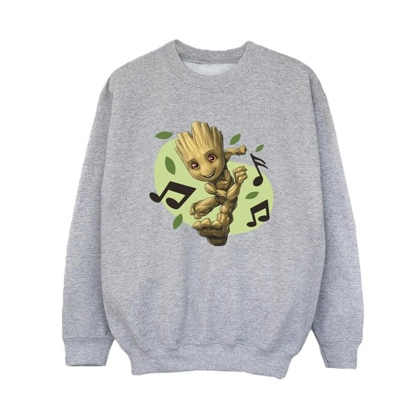 Marvel Boys Guardians Of The Galaxy Groot Musical Notes Sweatshirt - Sports Grey