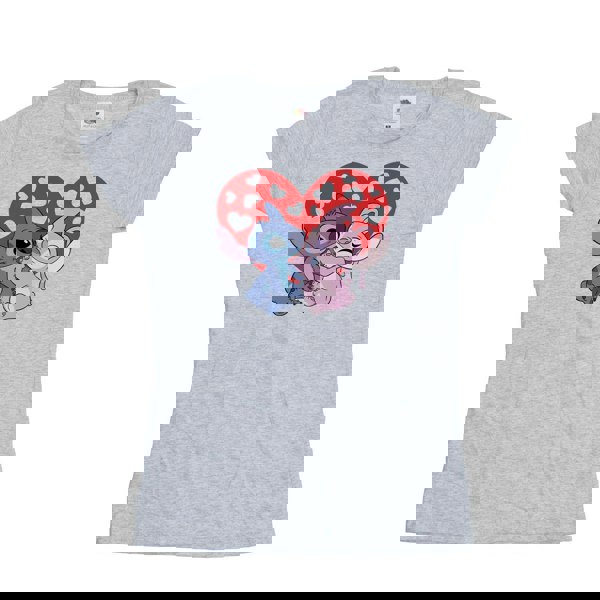 Disney Womens/Ladies Lilo & Stitch Hearts Cotton T-Shirt - Sports Grey