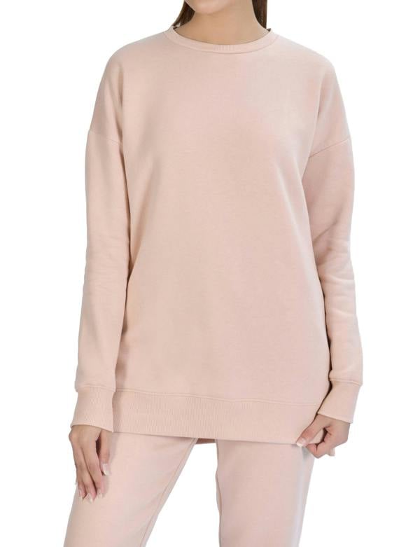 Smart Living Ladies Longline Crewneck Sweatshirt - Blush