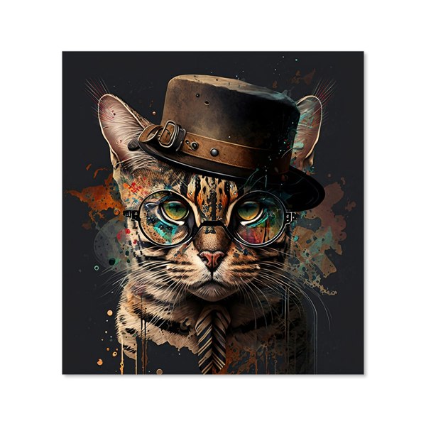 Warren Reed - Designer Bengal Cat With Glasses Kitchen Splashback