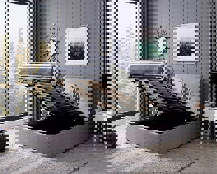 Flintshire Furniture Carmel 5ft Grey End Opening Ottoman Bed