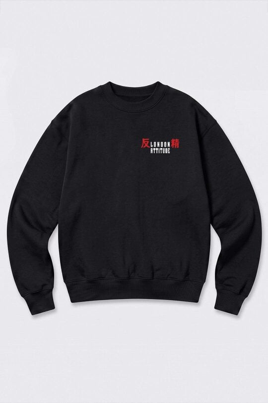 London Attitude Oversized Tokyo After Dark Graphic Sweatshirt in Black