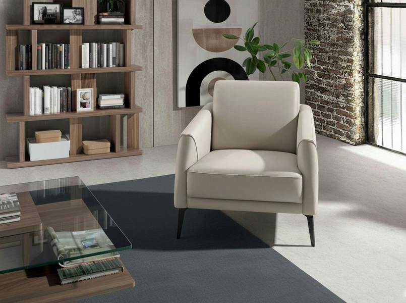 Angel Cerdá Taupe grey leather armchair 5094
