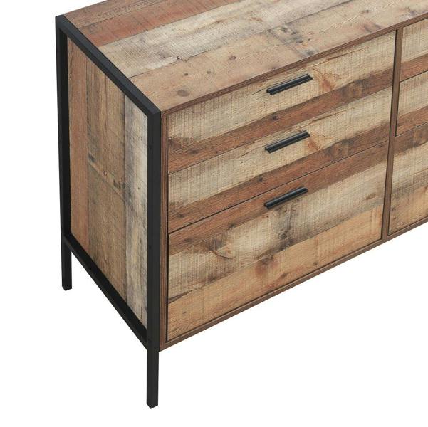 Timber Art Design Stretton Rustic Chest 6 Drawers Bedroom Living Room Storage Industrial Oak