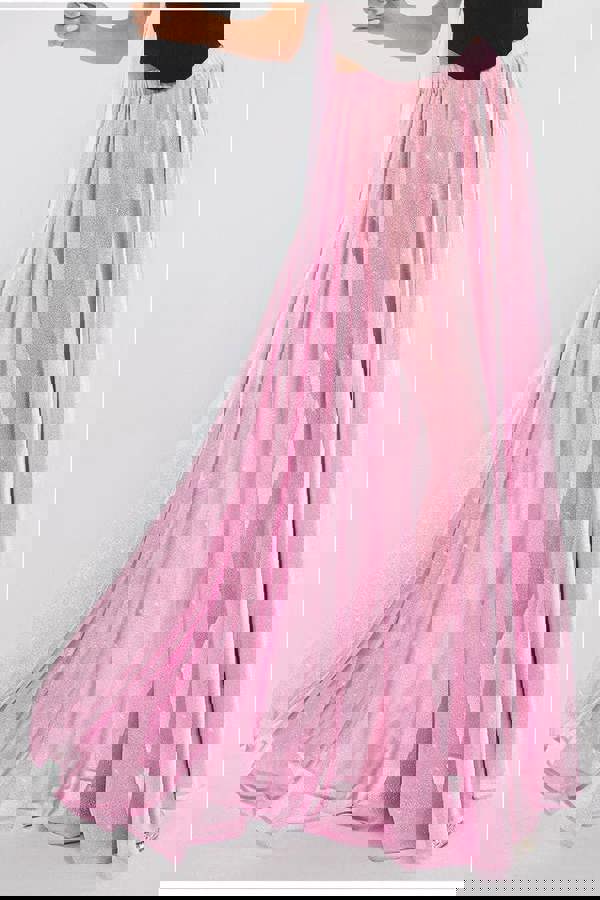 Gathered A-Line Glitter Chiffon Maxi Skirt SK30