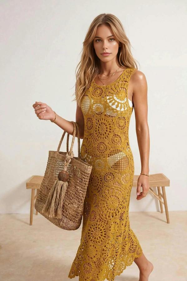 WOVCOR Knitted Maxi Beach Dress