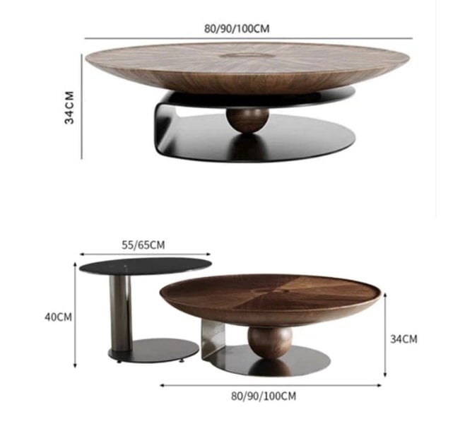 Ian Round Coffee Table Set, Solid Wood-Weilai Concept-Weilai Concept