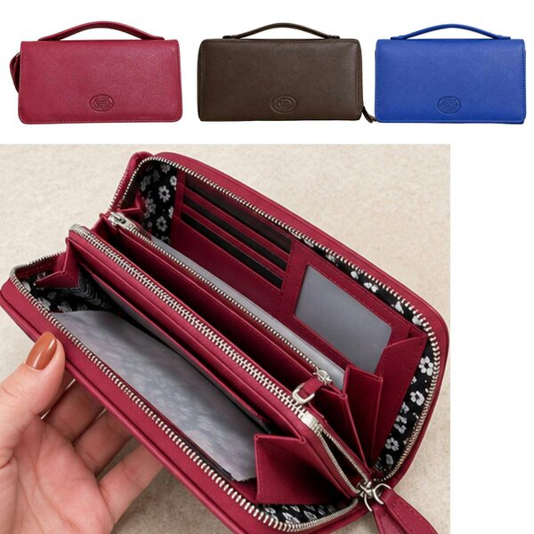 London Leathergoods Genuine Leather RFID Twin Zip Travel Passport Organiser