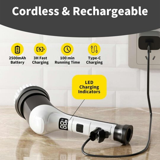 Havendro Electric Spin Scrubber Cordless Power Scrubber with 6 Replaceable Brush Heads