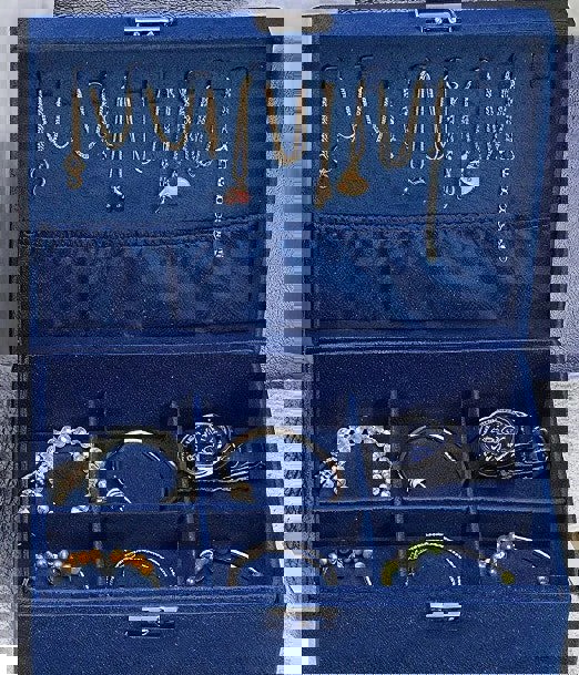 Modcraft 3-Layer Blue Jewellery Box with Lock, Drawer Organizer for Rings, Earrings & Necklaces