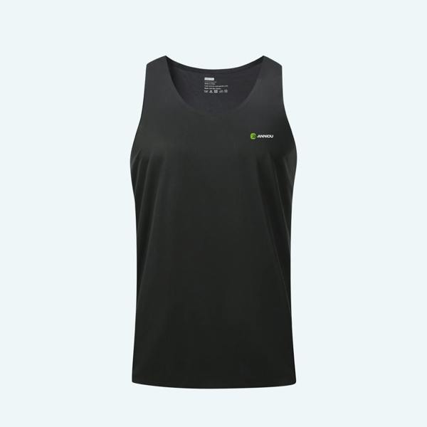 Anniou Unisex Quick-drying Marathon Sleeveless Vest - Black-Men