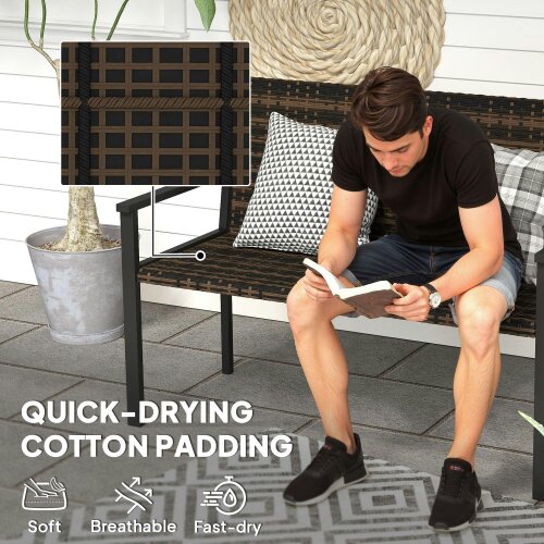 Wyld Haus Batare Rattan Brown 2 Seater Garden Bench With Armrests